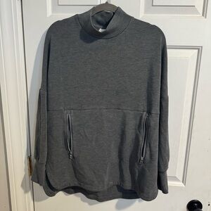 Varley Bay Sweat Charcoal Turtleneck Sweater with Zipper Accents